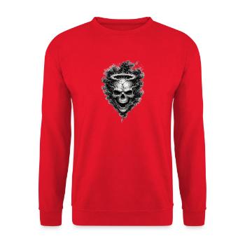 Skull With Dark Smoke Gothic Horror Graphic - Unisex Sweatshirt - red - Front - Alina (178cm) & Michal (187cm)