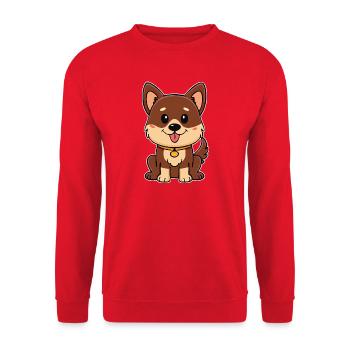 Kleines rotbraunes Hündchen (Comic) - Unisex Pullover - Rot - Vorne - Alina (178cm) & Michal (187cm)