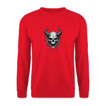 Horned Skull Gothic Horror Graphic - Unisex Sweatshirt - red - Front - Alina (178cm) & Michal (187cm)