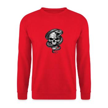 Graphique d’horreur gothique de crâne avec serpent - Sweat-shirt Unisexe - rouge - Devant - Alina (178cm) & Michal (187cm)