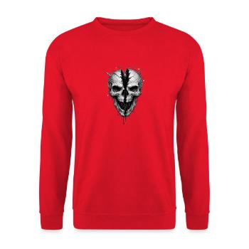 Split Skull Gothic Horror Graphic - Unisex Sweatshirt - red - Front - Alina (178cm) & Michal (187cm)