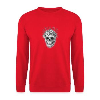 Floral Skull Gothic Grafik - Unisex Pullover - Rot - Vorne - Alina (178cm) & Michal (187cm)