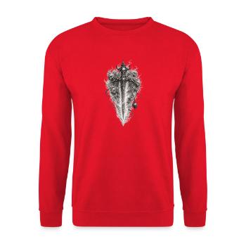 Flaming Skull Sword Gothic Graphic - Unisex Sweatshirt - red - Front - Alina (178cm) & Michal (187cm)
