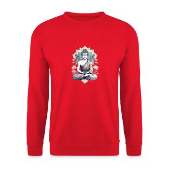 Meditating Buddha Lotus Mandala - Unisex Sweatshirt - red - Front - Alina (178cm) & Michal (187cm)