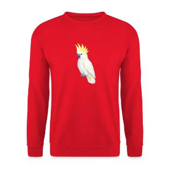 White Cockatoo Yellow Comb - Unisex Sweatshirt - red - Front - Alina (178cm) & Michal (187cm)