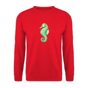 Watercolor Seahorse - Unisex Sweatshirt - red - Front - Alina (178cm) & Michal (187cm)
