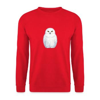 Illustration aquarelle de la chouette blanche - Sweat-shirt Unisexe - rouge - Devant - Alina (178cm) & Michal (187cm)