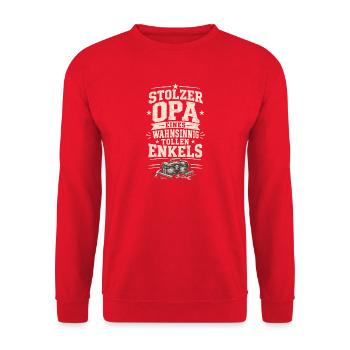 Stolzer Opa eines wunderbaren Enkels - Unisex Pullover - Rot - Vorne - Alina (178cm) & Michal (187cm)
