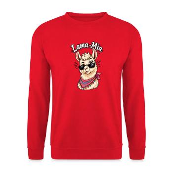 Lama Mia  - Unisex Pullover - Rot - Vorne - Alina (178cm) & Michal (187cm)