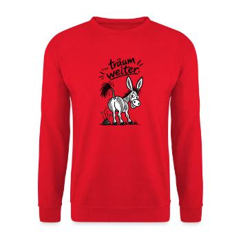 Goldesel Cartoon - Unisex Pullover - Rot - Vorne - Alina (178cm) & Michal (187cm)
