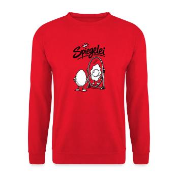 Ei im Spiegel, Spiegelei - Unisex Pullover - Rot - Vorne - Alina (178cm) & Michal (187cm)