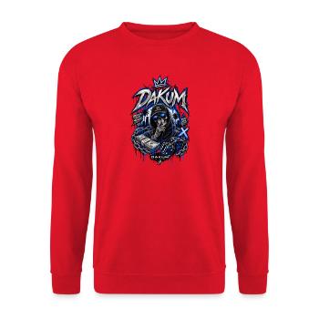 Motif de Crâne DAKUM Streetwear - Sweat-shirt Unisexe - rouge - Devant - Alina (178cm) & Michal (187cm)