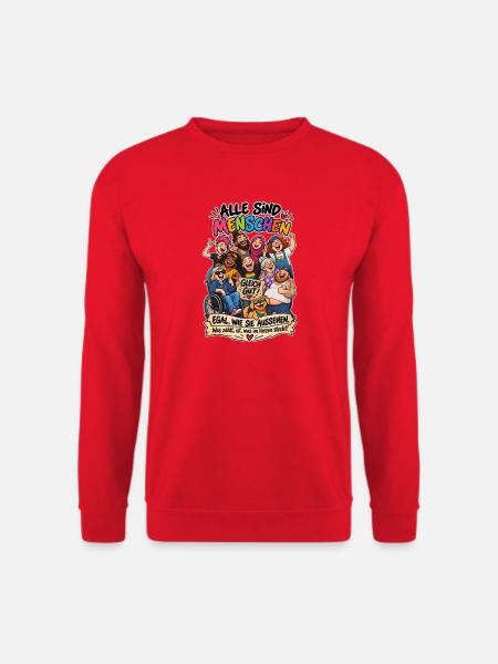 Alle sind Menschen – Vielfalt & Herz - Unisex Pullover - Rot