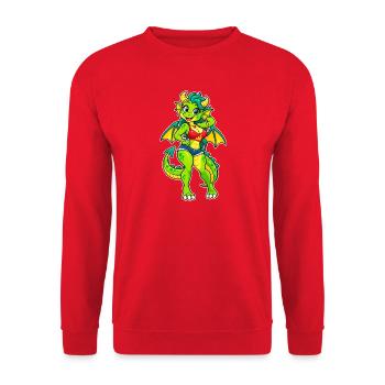 Dame dragon verte en jean - Sweat-shirt Unisexe - rouge - Devant - Alina (178cm) & Michal (187cm)