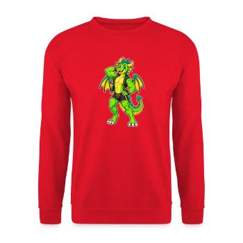 Green dragon hero in leather look - Unisex Sweatshirt - red - Front - Alina (178cm) & Michal (187cm)