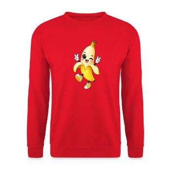 Ambiance de dessin animé de Banane Clignante - Sweat-shirt Unisexe - rouge - Devant - Alina (178cm) & Michal (187cm)