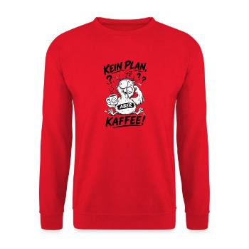 Kein Plan aber Kaffee - Unisex Pullover - Rot - Vorne - Alina (178cm) & Michal (187cm)