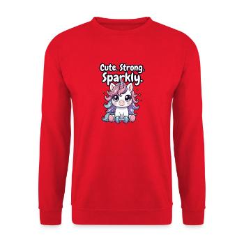 Unicorn Fitness Sparkle - Unisex Pullover - Rot - Vorne - Alina (178cm) & Michal (187cm)