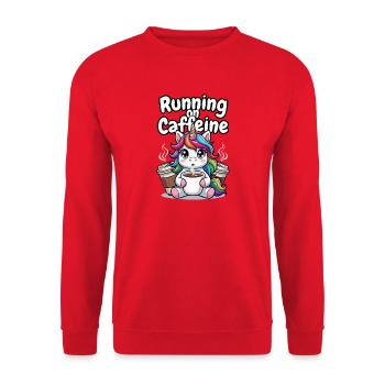 Licorne alimentée par la caféine - Sweat-shirt Unisexe - rouge - Devant - Alina (178cm) & Michal (187cm)