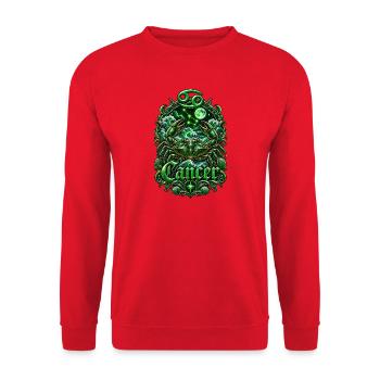 Emblème du zodiaque du Cancer d’Émeraude - Sweat-shirt Unisexe - rouge - Devant - Alina (178cm) & Michal (187cm)