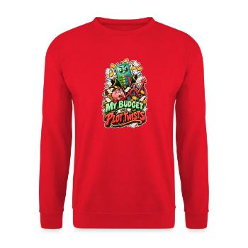 My Budget Has Plot Twists Calculator Comic - Unisex Sweatshirt - red - Front - Alina (178cm) & Michal (187cm)