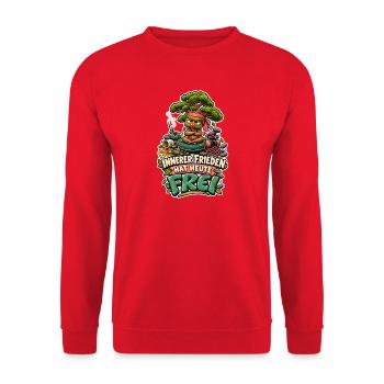 Innerer Frieden Hat Heute Frei Bonsai Comic Motiv - Unisex Pullover - Rot - Vorne - Alina (178cm) & Michal (187cm)