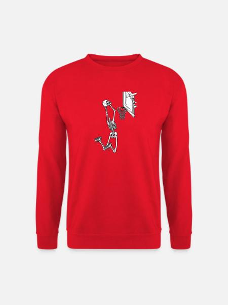 Skeleton-Dunk-Korb – lustiges Basketball-Halloween - Unisex Pullover - Rot