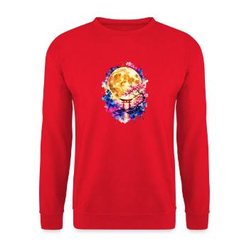 Torii Vollmond Sakura Aquarell - Unisex Pullover - Rot - Vorne - Alina (178cm) & Michal (187cm)
