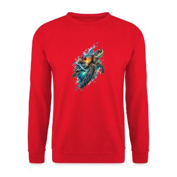 Sonnenuntergangs Schildkröte - Unisex Pullover - Rot - Vorne - Alina (178cm) & Michal (187cm)