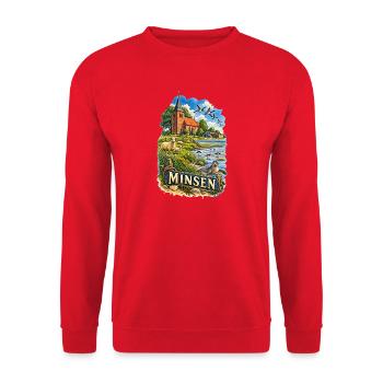 Minsen Küstenlandschaft Vintage - Unisex Pullover - Rot - Vorne - Alina (178cm) & Michal (187cm)