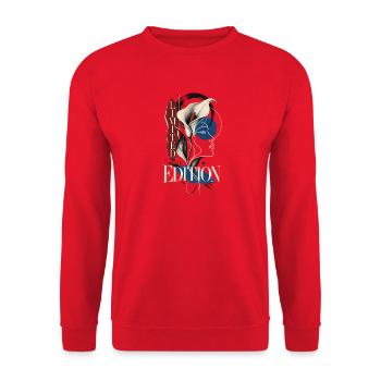 Limited Edition abstrakte Calla Kunst - Unisex Pullover - Rot - Vorne - Alina (178cm) & Michal (187cm)