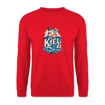 Kiel Leuchtturm Segelboot Ostsee - Unisex Pullover - Rot - Vorne - Alina (178cm) & Michal (187cm)