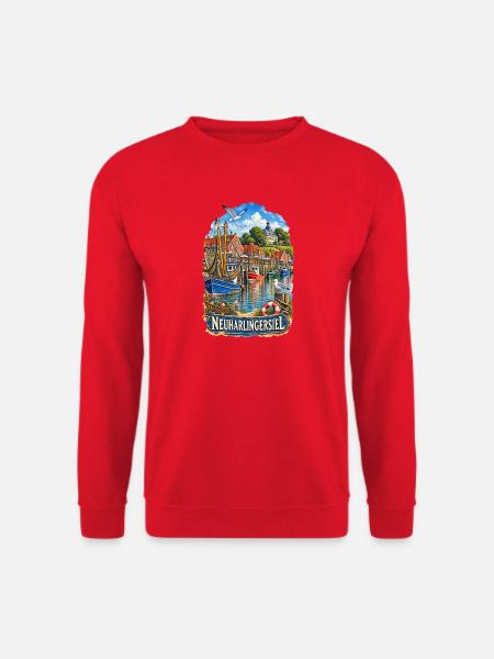 Hafenidylle Neuhaerlingsiel - Unisex Pullover - Rot