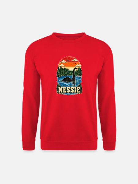Nessie Sunset Retro Lake Tee - Unisex Pullover - Rot