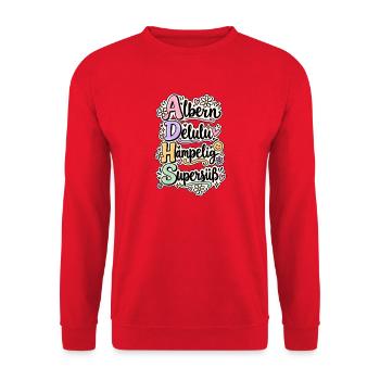 ADHS_albern-bunt - Unisex Pullover - Rot - Vorne - Alina (178cm) & Michal (187cm)