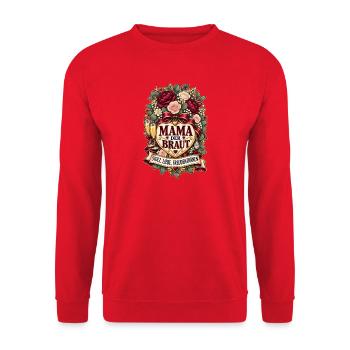 Mama der Braut – Stolz Liebe Freudentränen - Unisex Pullover - Rot - Vorne - Alina (178cm) & Michal (187cm)