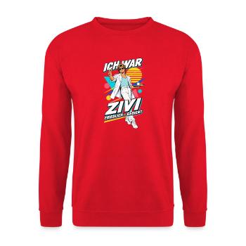 Ich war Zivi – Friedlich gedient im 80er-Look - Unisex Pullover - Rot - Vorne - Alina (178cm) & Michal (187cm)