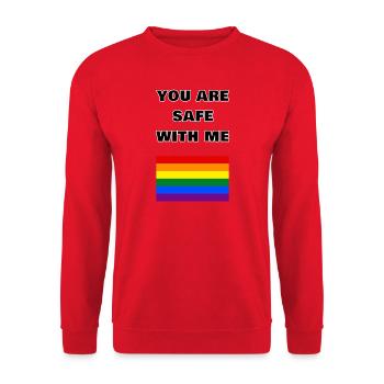 Du bist bei mir sicher, Pride. - Unisex Pullover - Rot - Vorne - Alina (178cm) & Michal (187cm)