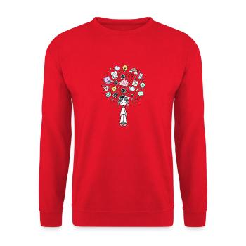 adhs-brain - Unisex Pullover - Rot - Vorne - Alina (178cm) & Michal (187cm)