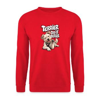 Terrier Do It Better Spruch - Unisex Pullover - Rot - Vorne - Alina (178cm) & Michal (187cm)