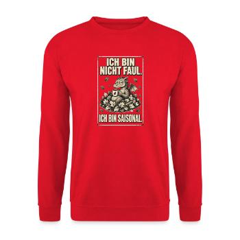 Ich bin nicht faul, ich bin saisonal - Unisex Pullover - Rot - Vorne - Alina (178cm) & Michal (187cm)