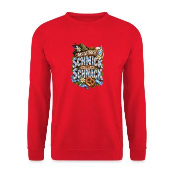 Schnick Schnack Bayerischer Spruch - Unisex Pullover - Rot - Vorne - Alina (178cm) & Michal (187cm)