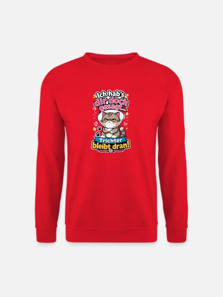 Kater mit Trichter - Unisex Pullover - Rot