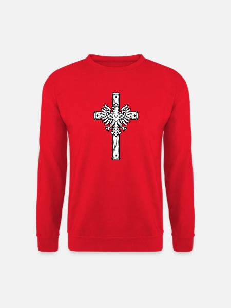 Gipfelkreuz mit Tiroler Adler in Schwarz-Weiß - Unisex Pullover - Rot