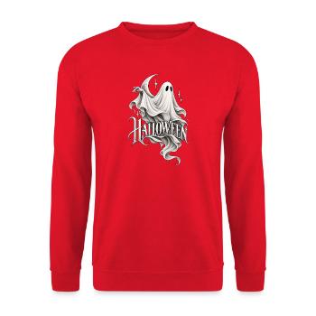 Geisterhafte Halloween-Schriftkunst - Unisex Pullover - Rot - Vorne - Alina (178cm) & Michal (187cm)