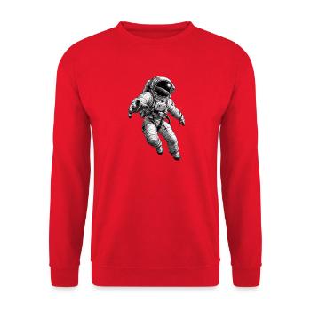 Astronauten im All – Monochromer Druck - Unisex Pullover - Rot - Vorne - Alina (178cm) & Michal (187cm)