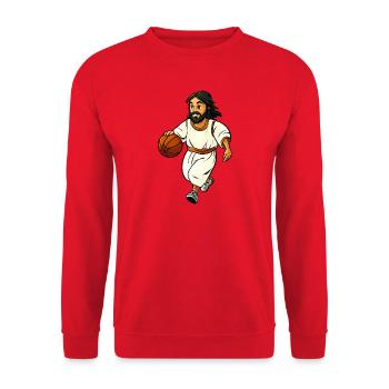 Basketballer Jesus - Unisex Pullover - Rot - Vorne - Alina (178cm) & Michal (187cm)