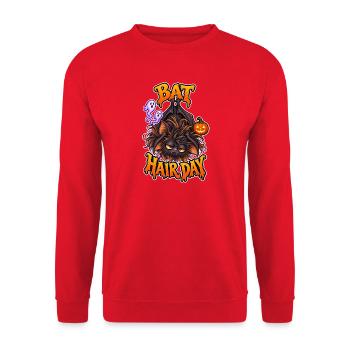 Fledermaushaartag, lustige Halloween-Fledermaus, schlechter Haartag - Unisex Pullover - Rot - Vorne - Alina (178cm) & Michal (187cm)