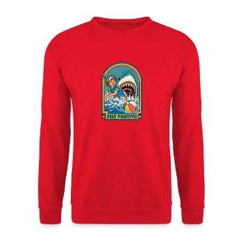 Positiv bleiben - Unisex Pullover - Rot - Vorne - Alina (178cm) & Michal (187cm)