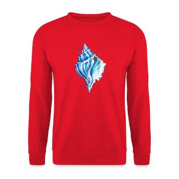Blaue Muschel Wasserfarbenbild - Unisex Pullover - Rot - Vorne - Alina (178cm) & Michal (187cm)